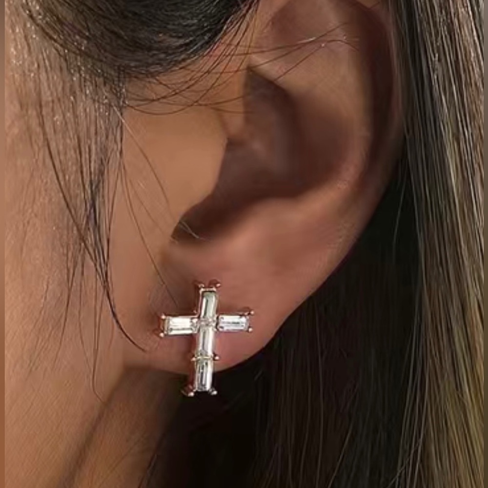 Silver Crossed  Styled Earrings